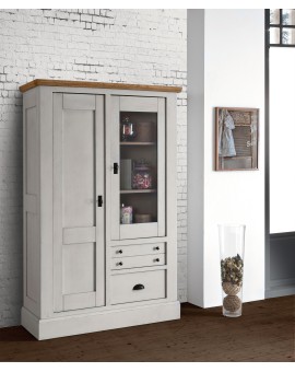 Vitrine 2 portes bois et vitre