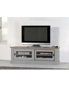 Grand meuble TV 2 portes vitrées