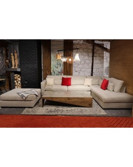 canapé d'angle blanc cassé