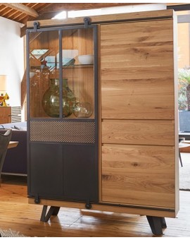 vitrine chene et métal