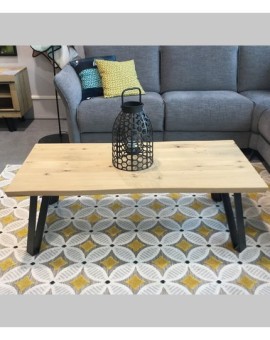 table basse chene et métal